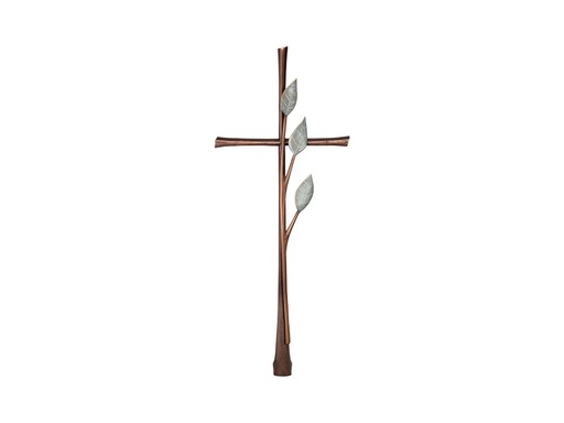 [ST-SK-60248] Náhrobný kríž s kryštálom, bronz, 94×35 cm