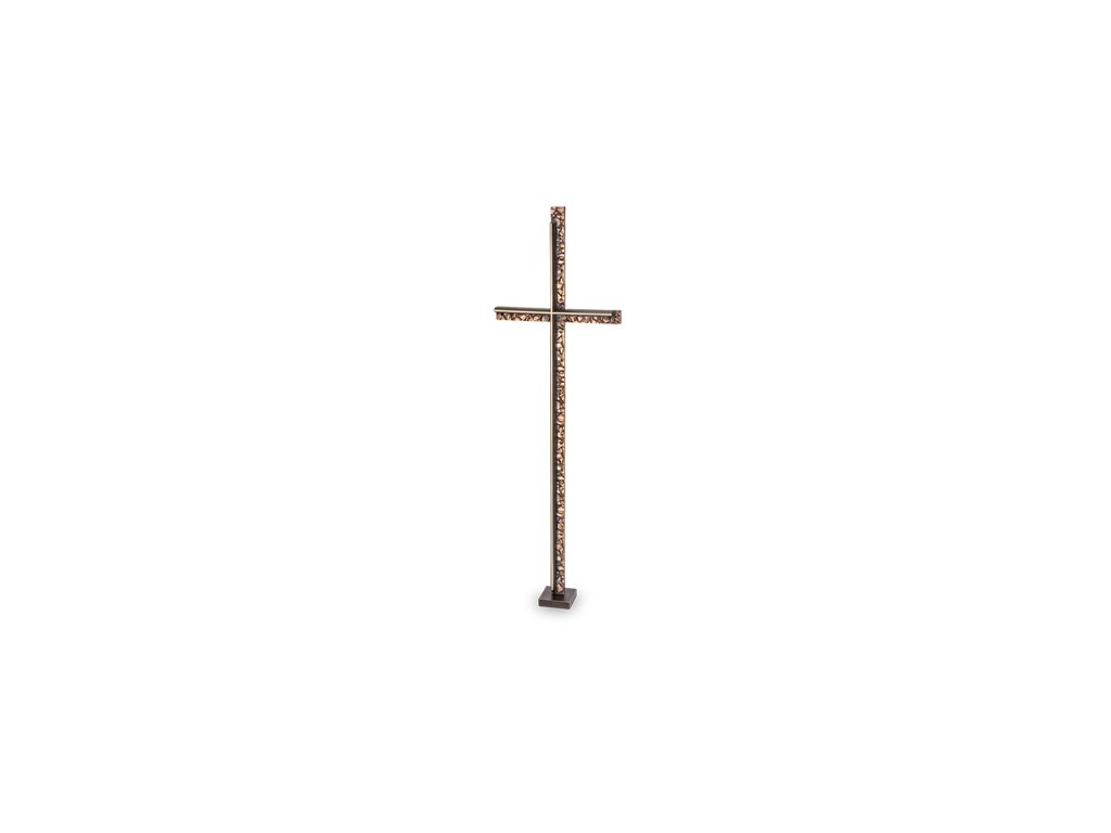 Náhrobný kríž s kryštálom, bronz, 61×19 cm
