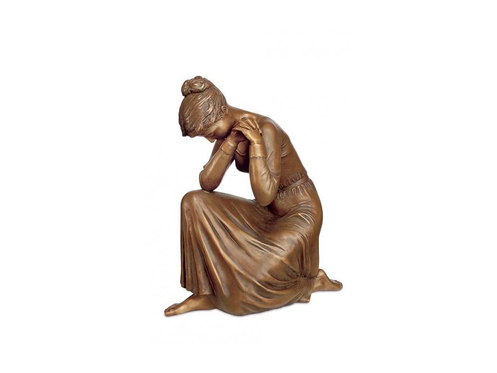 Bronzová smútiaca figúra klačiaca, 40×35×18 cm