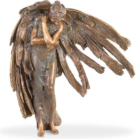 Bronzový smutící anděl stojící, 70×65×18 cm