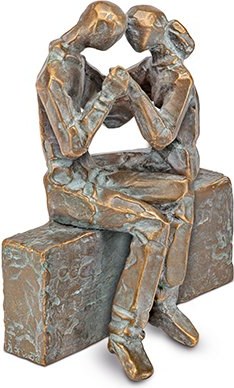 Bronzová socha pár sediacich na náhrobok, 13,5×11,5×8 cm