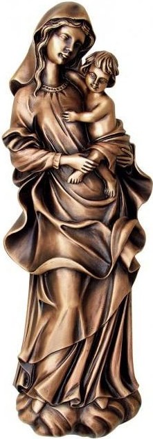 Bronzová Madona s dieťaťom na náhrobok, 41×15 cm