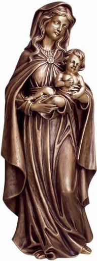 [ST-SK-85282] Bronzová socha Madona s dítětem na náhrobek, 87×34×26 cm