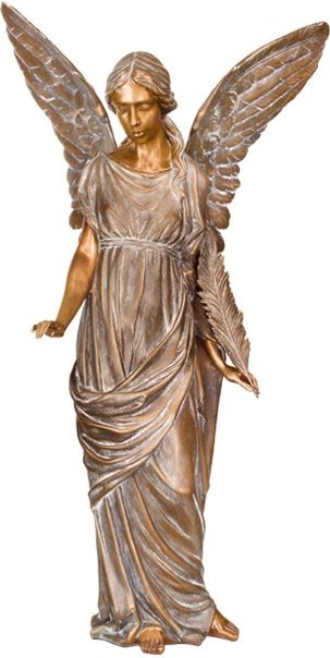 Bronzový anjel s palmovou vetvou, 83×45×36 cm