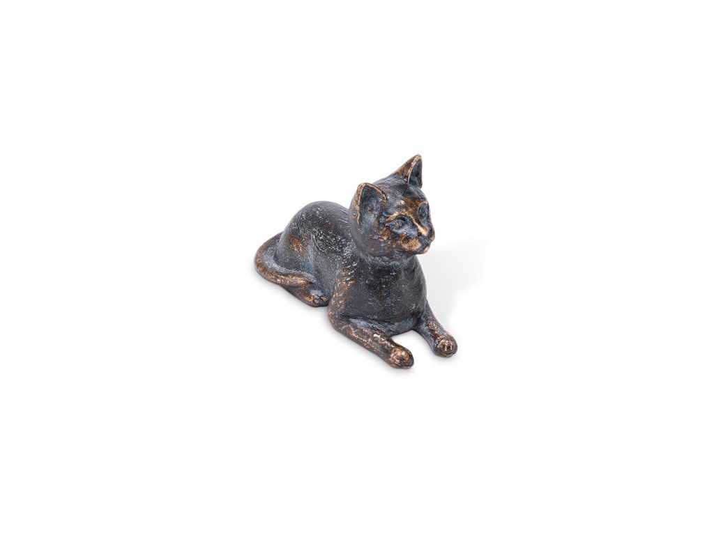 Bronzová mačka ležiaca na náhrobok, 4×3×6,5 cm