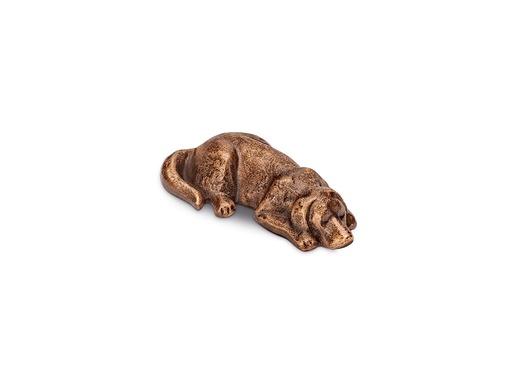 [ST-SK-85402] Bronzový ležiaci pes na náhrobok, 4,5×10 cm