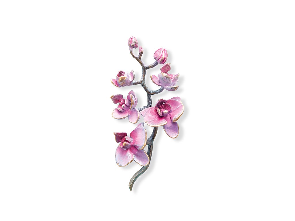 Bronzová orchidea na náhrobok, 15×7 cm