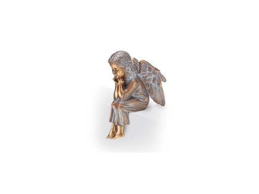 [ST-SK-85532] Bronzový sedící anjel na náhrobok, 14,5×6,5×10 cm alebo 19,5×9×14 cm