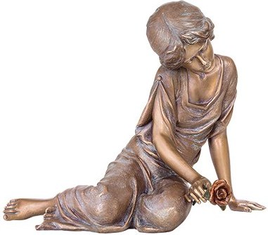 Bronzene Statue Trauernde mit Rose, 37×42×31 cm