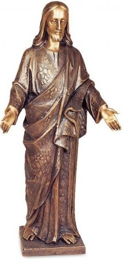 [ST-SK-88970] Bronzový Kristus požehnávající na náhrobek, 77×36 cm
