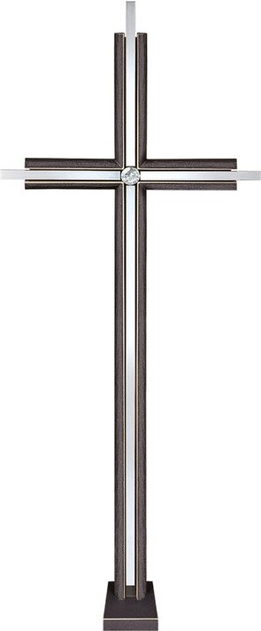 Náhrobní kříž s krystalem, bronz, 73×28 cm nebo 93×28 cm
