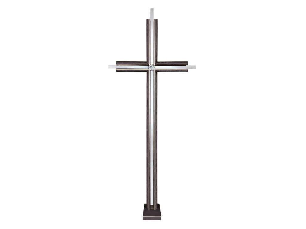 Náhrobný kríž s kryštálom, bronz, 73×28 cm alebo 93×28 cm