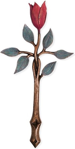 [ST-SK-KREUZ08] Bronze-Kreuz mit Kristall für Grabmal, 31×16 cm