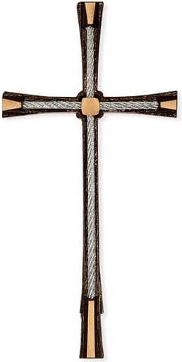 [ST-SK-KREUZ10] Bronze-Kreuz mit Kristall für Grabmal, 31×15 cm