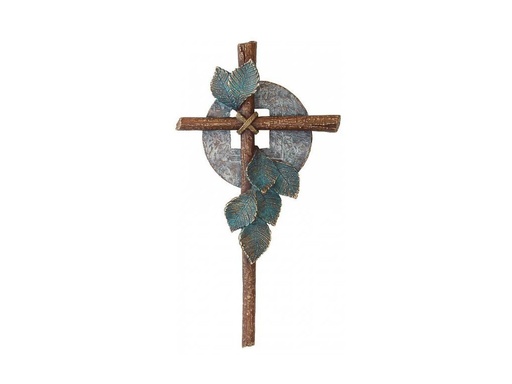 [ST-SK-KREUZ11] Bronzový kríž s listami na náhrobok, 25×13 cm