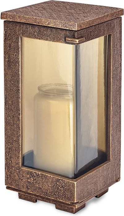 Bronzový lucerna na náhrobek, 21×11×11 cm nebo 26×12×12 cm