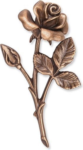Bronzová ruža na náhrobok, 17×8 cm