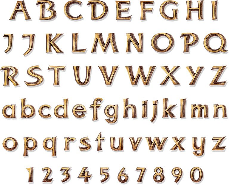 Bronze-Buchstabenkonturen für Grabmal