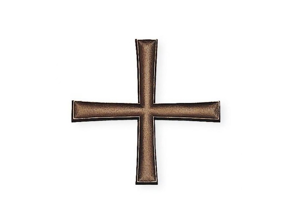 Rovnoramenný kríž Rustikal na náhrobok, bronz, 12×12 cm