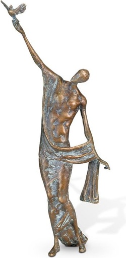 [ST-SK-SYM05] Bronzová socha s holubicí na náhrobek, 33×13 cm