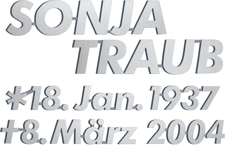 Bronze-Inschriftplatte Traub für Grabmal