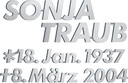 Bronzový nápis Traub na náhrobek