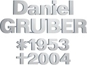 Bronze-Inschrift Gruber für Grabmal