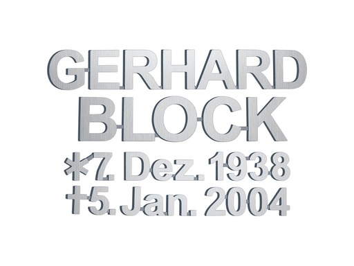 [ST-SK-SZ019] Bronzový nápis Gerhard Block na náhrobok