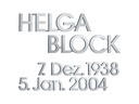 Bronzový nápis Helga Block na náhrobok