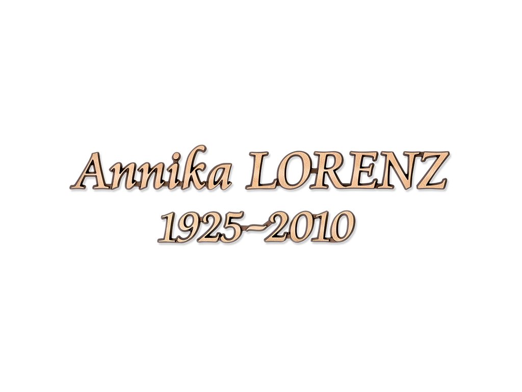 Náhrobný nápis Lorenz z bronzu a hliníka