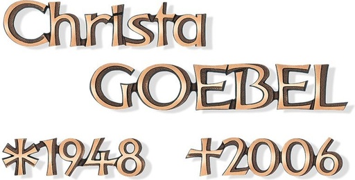 [ST-SK-SZ038] Náhrobný nápis z jednotlivých písmen, bronz alebo hliník