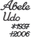 Bronze-Inschrift Abele für Grabmal