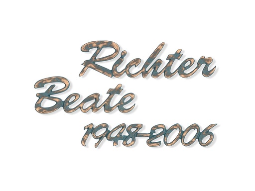 [ST-SK-SZ043] Náhrobný nápis Richter, bronz alebo hliník, hrúbka 6–15 mm