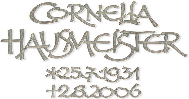 Grabinschrift Cornelia aus Bronze, 6–9 mm