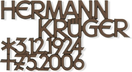 [ST-SK-SZ062] Náhrobný nápis Krüger z bronzu a hliníku