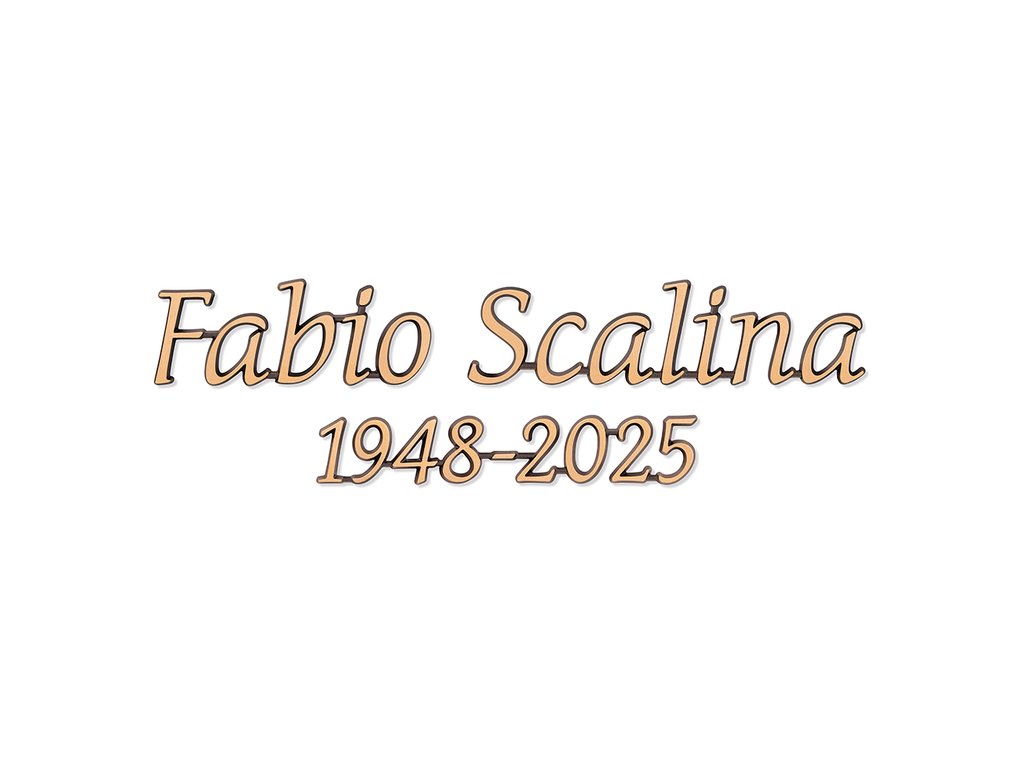 Náhrobný nápis Scalina z bronzu a hliníka
