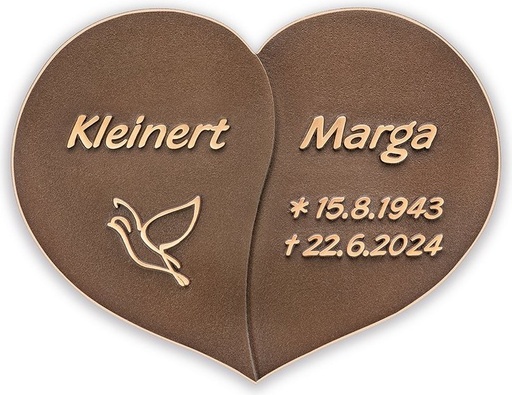 [ST-SK-TAFEL05] Bronze-Platte für Grabmal - linke Hälfte des Herzens, 15×19 cm