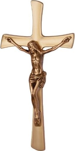 [A3877/BRO] Krížik tvarovaný plochý s Ježisom 40 (Bronz)